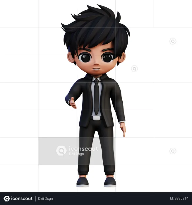 Businessman Character Shake Hand  3D Illustration