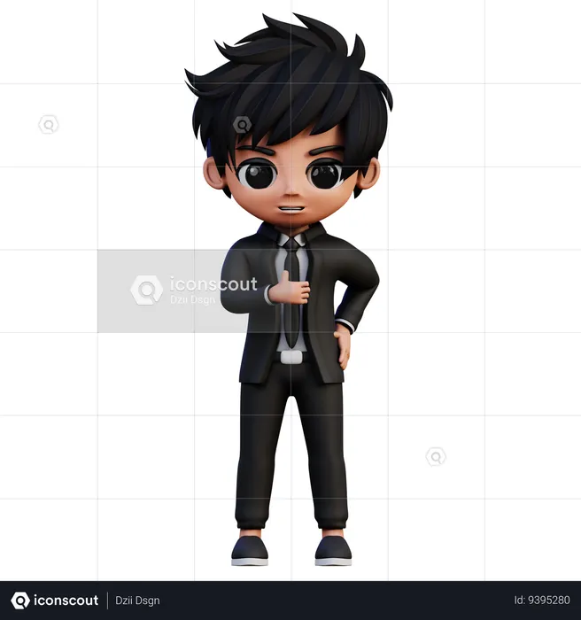 Businessman Character Showing Thumbs Up Gesture  3D Illustration