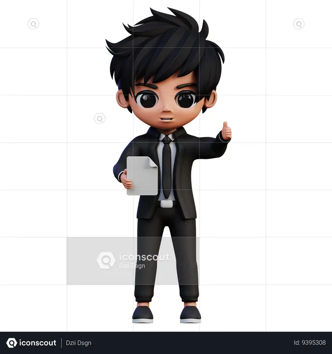 Businessman Character Signing Great  3D Illustration