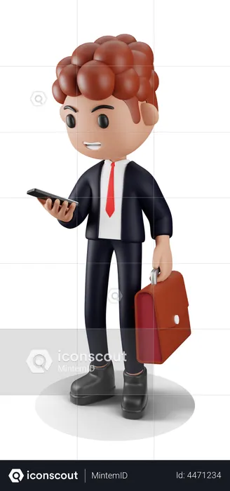 Businessman chatting on phone  3D Illustration