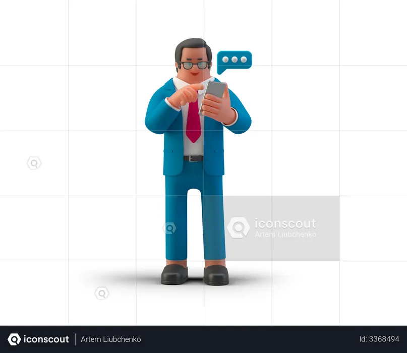 Businessman chatting on smartphone  3D Illustration