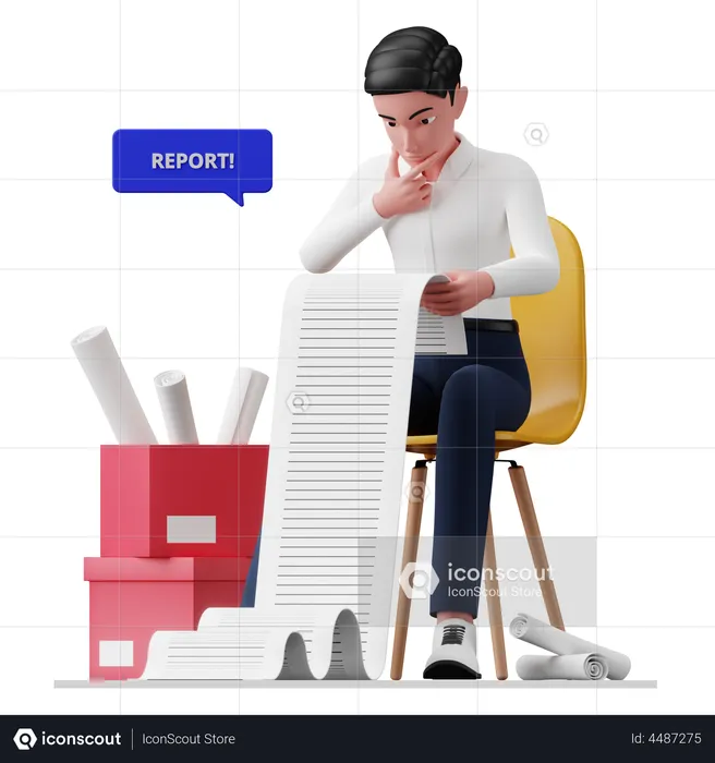 Businessman checking Financial report  3D Illustration