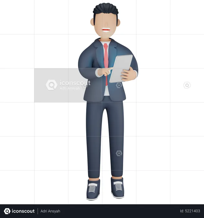 Businessman checking tablet  3D Illustration