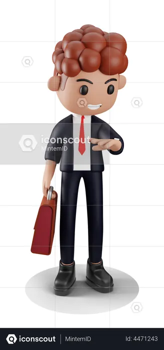 Businessman checking time on watch  3D Illustration