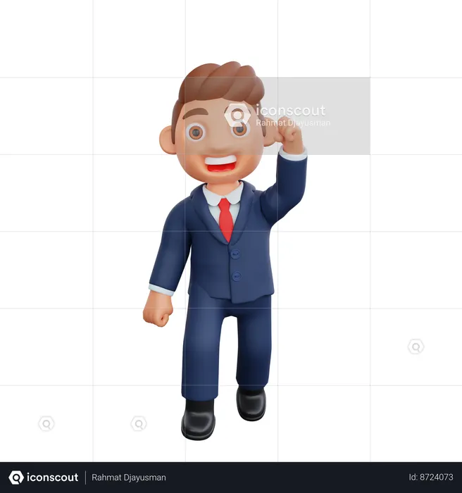 Businessman cheering business success  3D Illustration