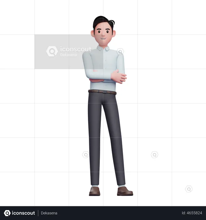 Businessman chill Posing With Crossed Arms  3D Illustration