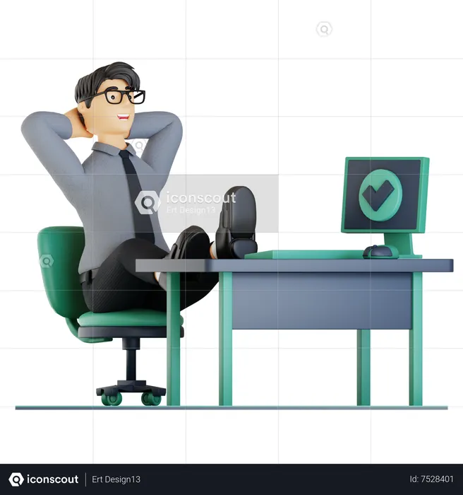 Businessman chilling after work completed  3D Illustration