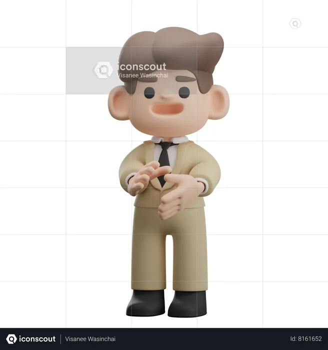 Businessman clapping  3D Illustration