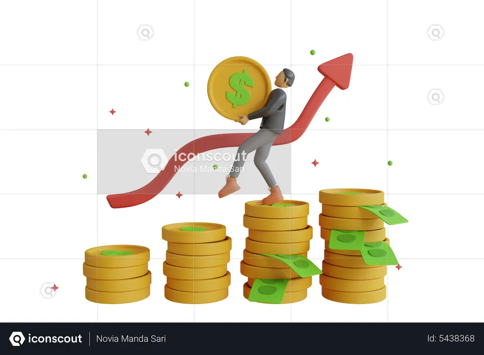 Businessman collecting investment profit  3D Illustration