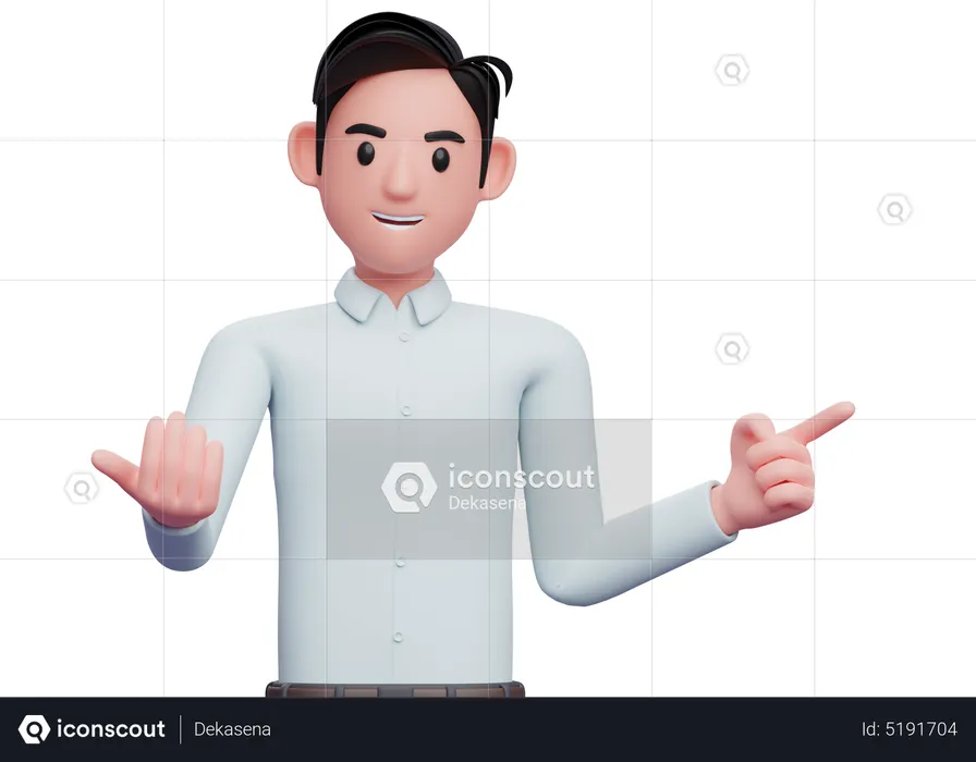 Businessman come here gesture while pointing to the side  3D Illustration