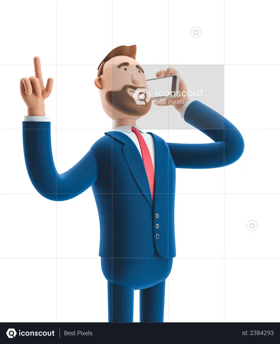 Businessman communicating on phone  3D Illustration