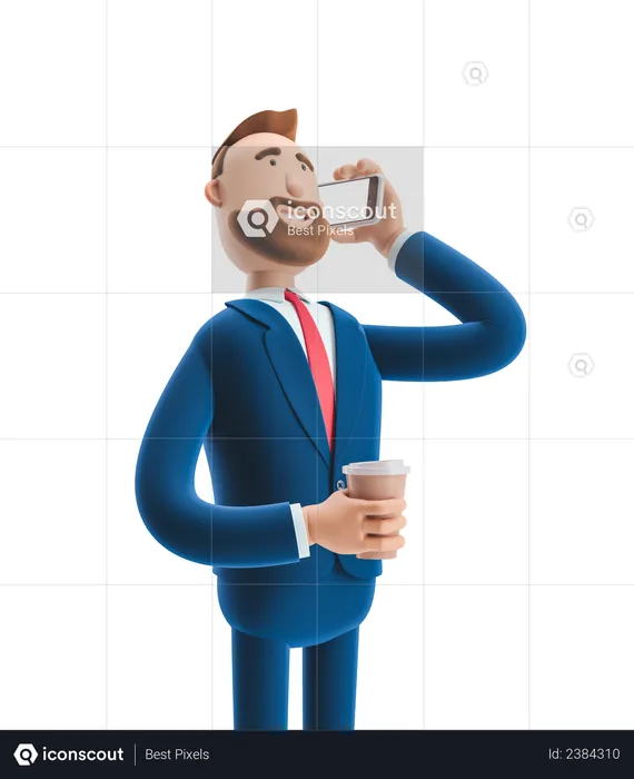 Businessman commutating during office break time  3D Illustration