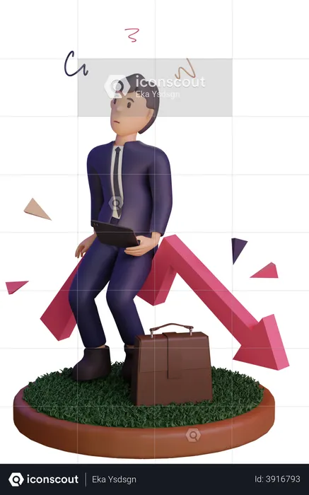 Businessman confuse due to market loss  3D Illustration