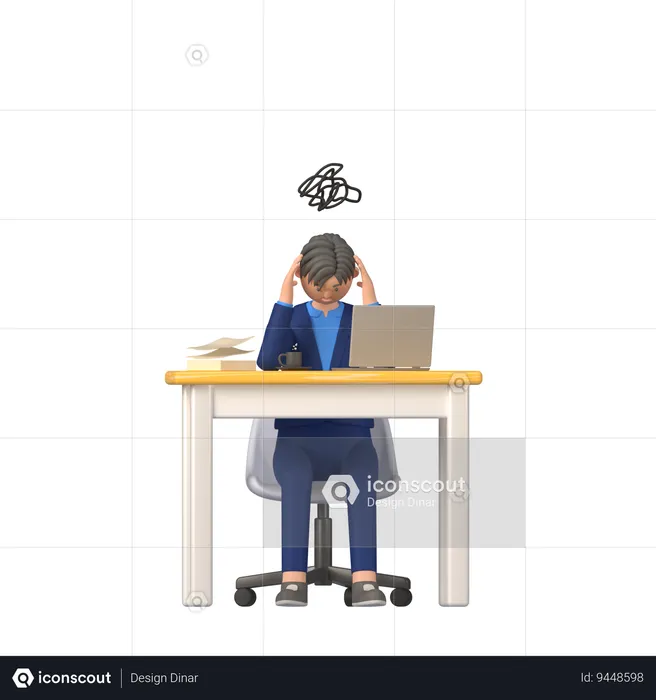 Businessman Confused At Work  3D Illustration