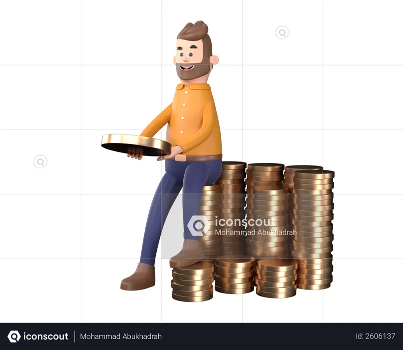 Businessman counting profit  3D Illustration