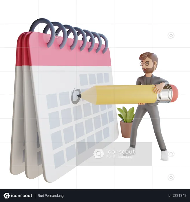 Businessman creating calendar schedule  3D Illustration