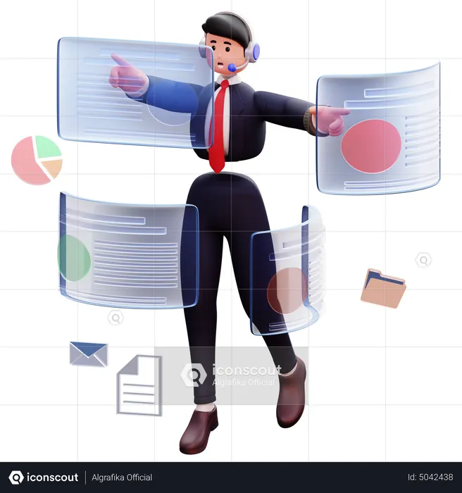 Businessman do multitasking  3D Illustration