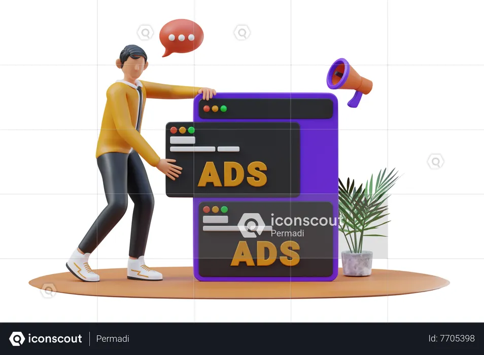 Businessman doing Advertising  3D Illustration