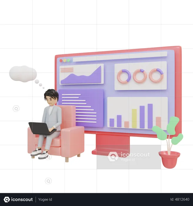 Businessman Doing Analysis  3D Illustration