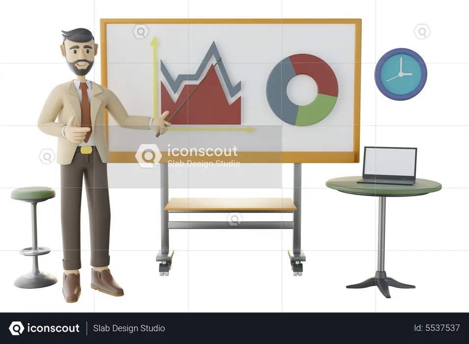 Businessman Doing analysis business presentation  3D Illustration