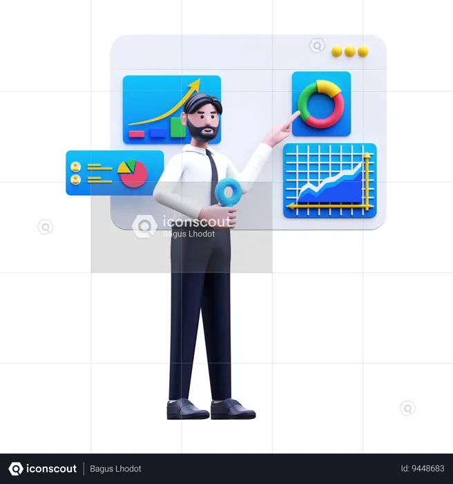 Businessman Doing Analyze Data  3D Illustration