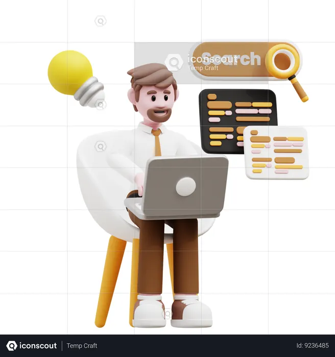 Businessman Doing Browser Search  3D Illustration
