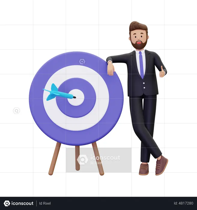 Businessman doing business target  3D Illustration