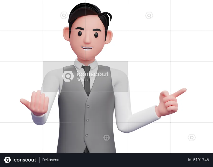 Businessman doing come here gesture and pointing to the side  3D Illustration