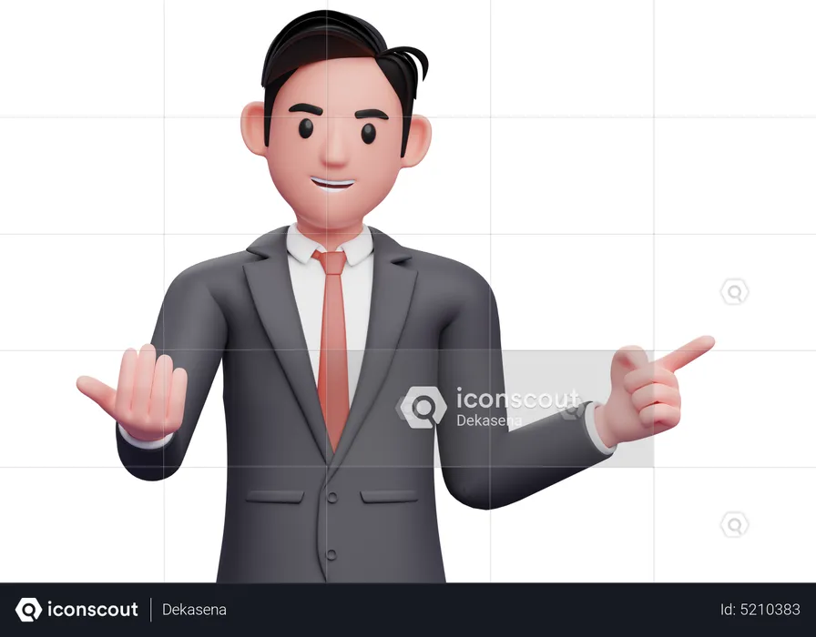 Businessman doing come here gesture and pointing to the side  3D Illustration