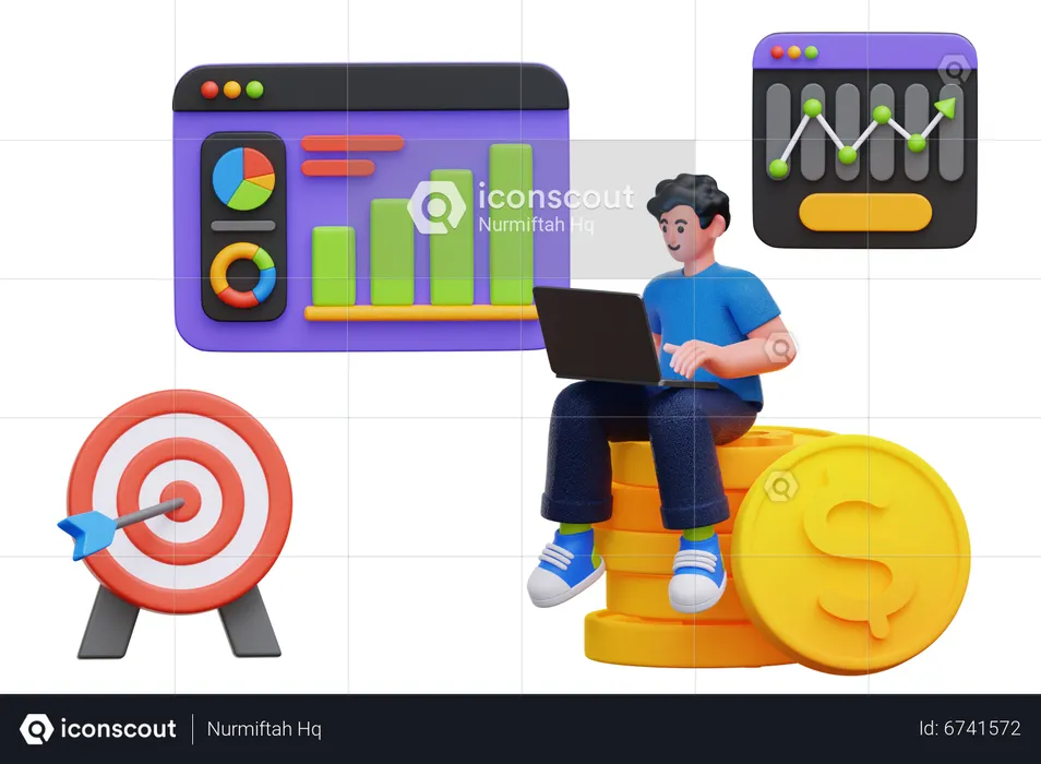 Businessman doing data analysis  3D Illustration