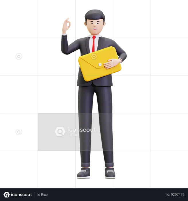 Businessman Doing Email Marketing  3D Illustration