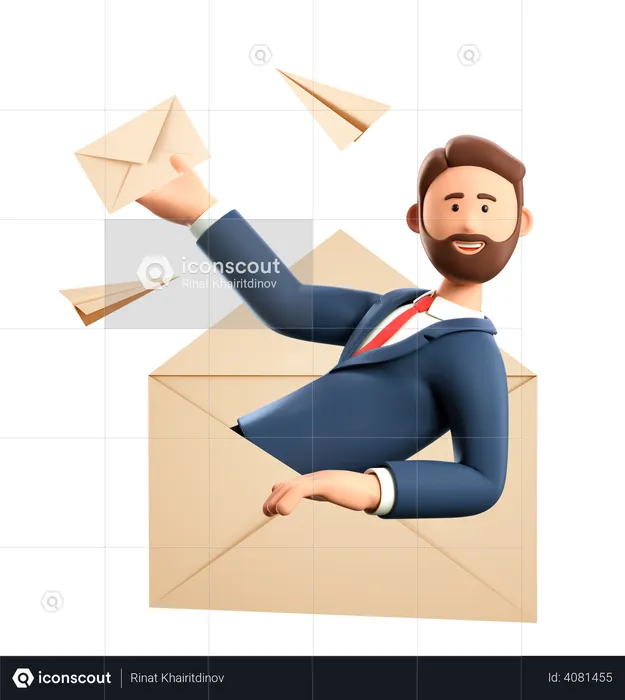 Businessman doing email marketing  3D Illustration