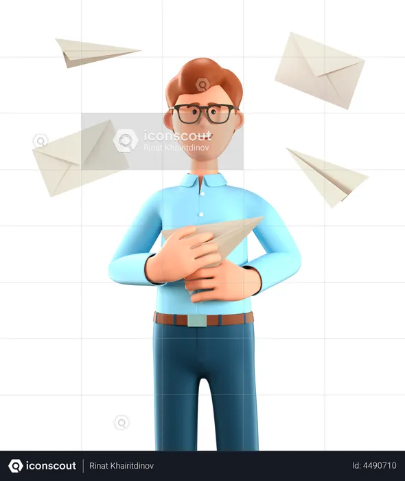 Businessman doing email marketing  3D Illustration