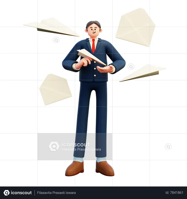 Businessman Doing Email Marketing  3D Illustration