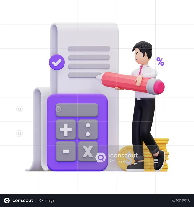 Businessman Doing Financial Accounting  3D Illustration