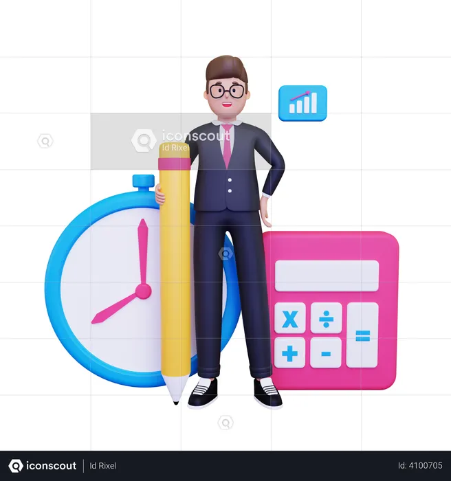 Businessman doing financial accounting  3D Illustration