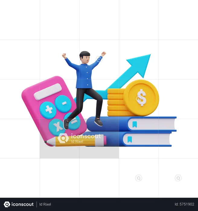 Businessman doing financial accounting  3D Illustration
