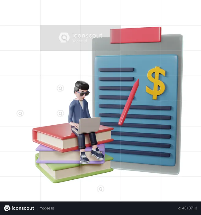 Businessman doing financial report  3D Illustration