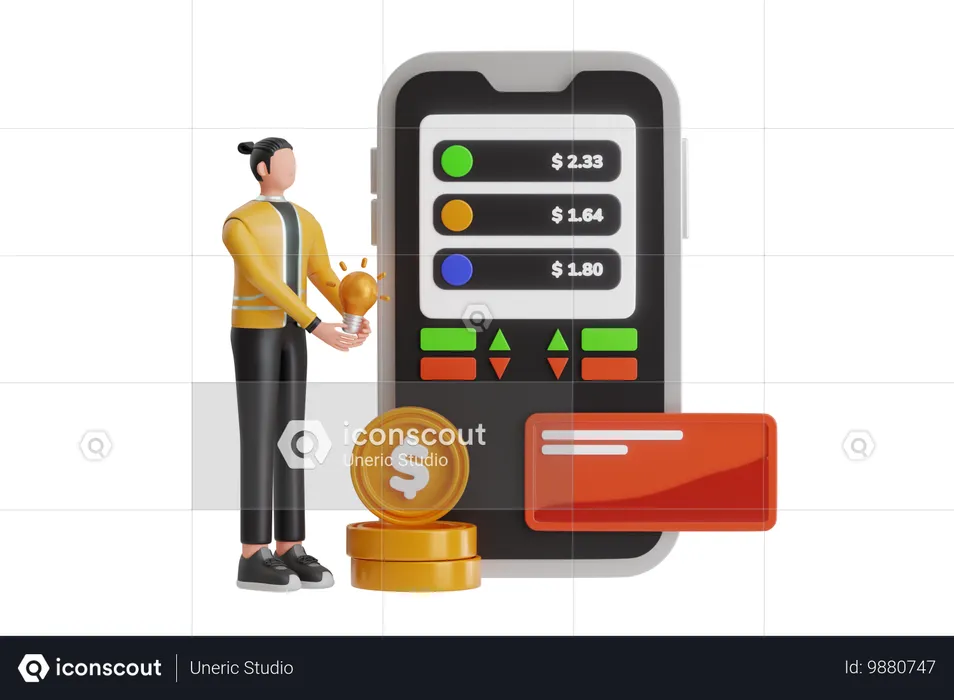 Businessman Doing Fintech Investment  3D Illustration