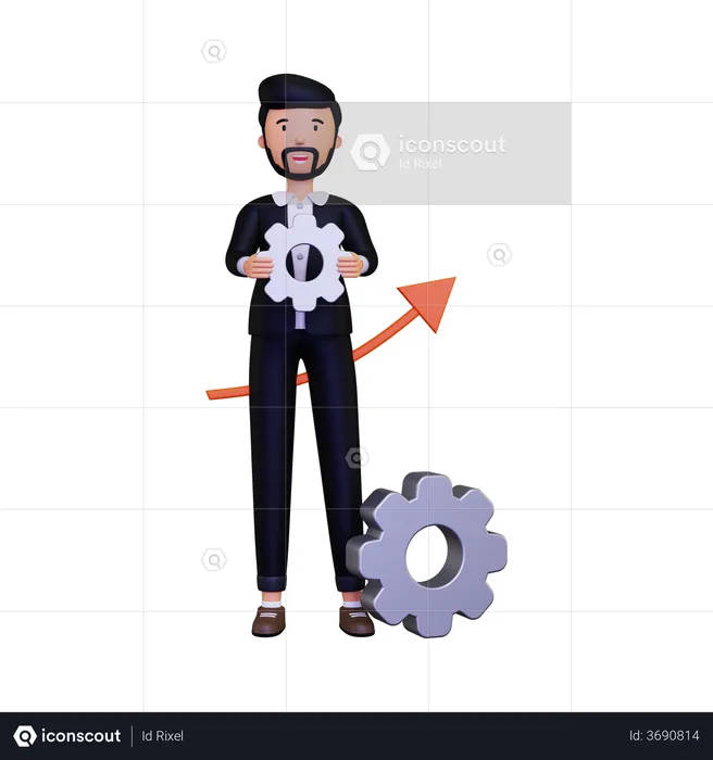 Businessman doing growth management  3D Illustration