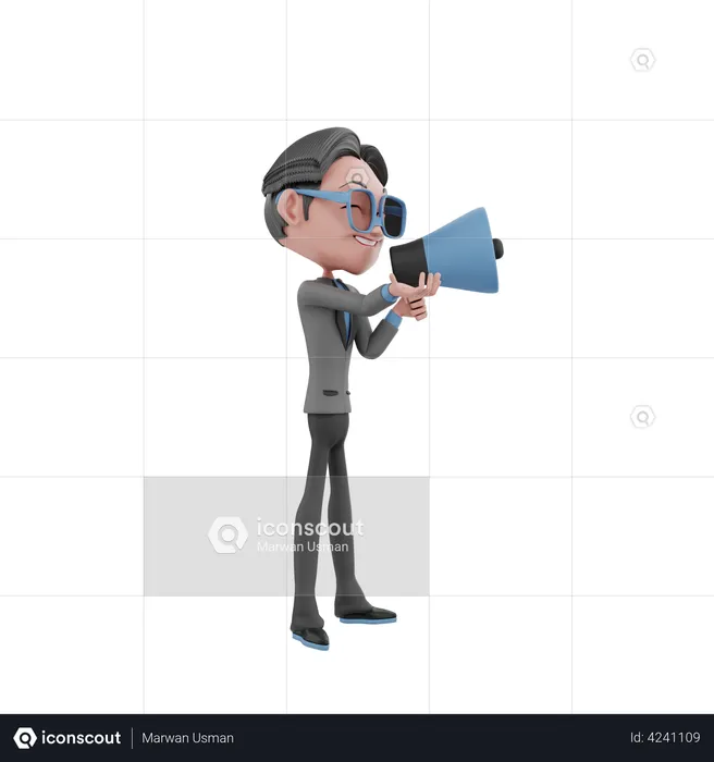 Businessman doing marketing  3D Illustration