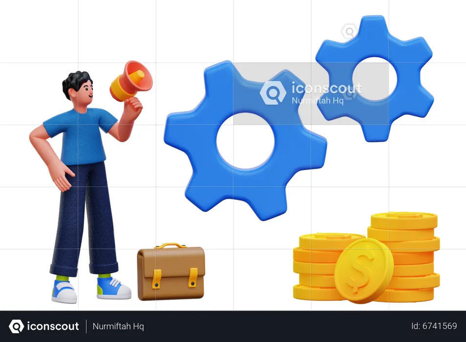 Businessman doing marketing management  3D Illustration