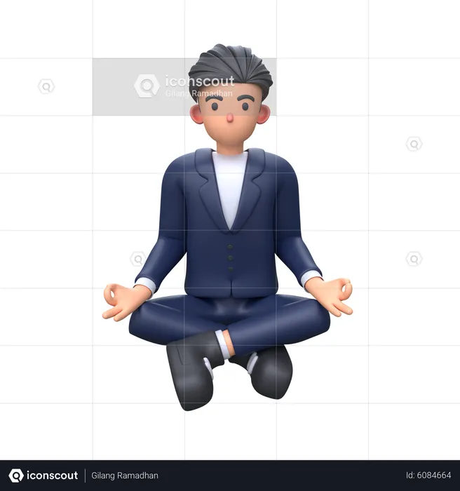 Businessman doing meditation  3D Illustration