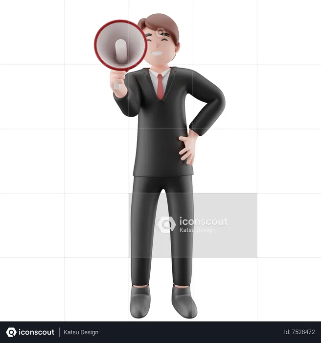 Businessman doing megaphone announcement  3D Illustration