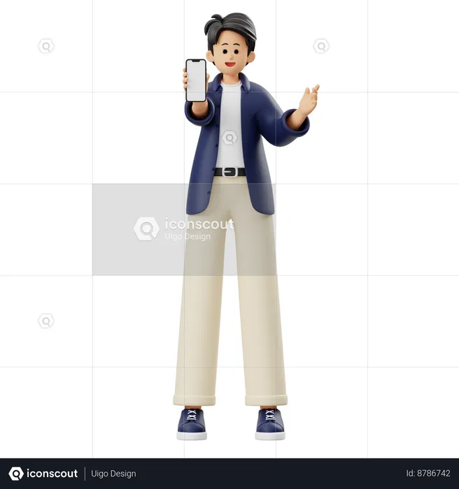 Businessman Doing Mobile Advertisement  3D Illustration