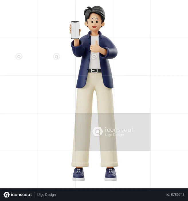 Businessman Doing Mobile Marketing  3D Illustration