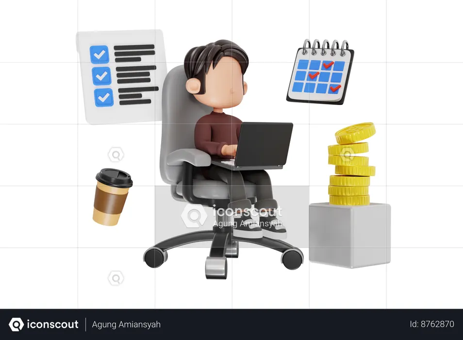 Businessman Doing Multitasking  3D Illustration