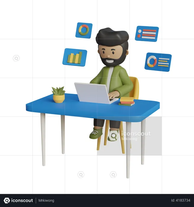 Businessman doing online analysis  3D Illustration
