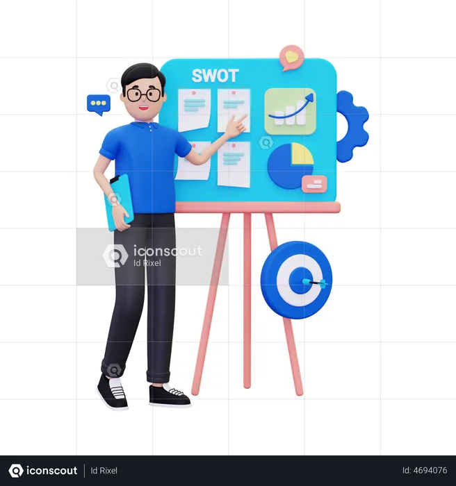 Businessman Doing Online Analyzing  3D Illustration