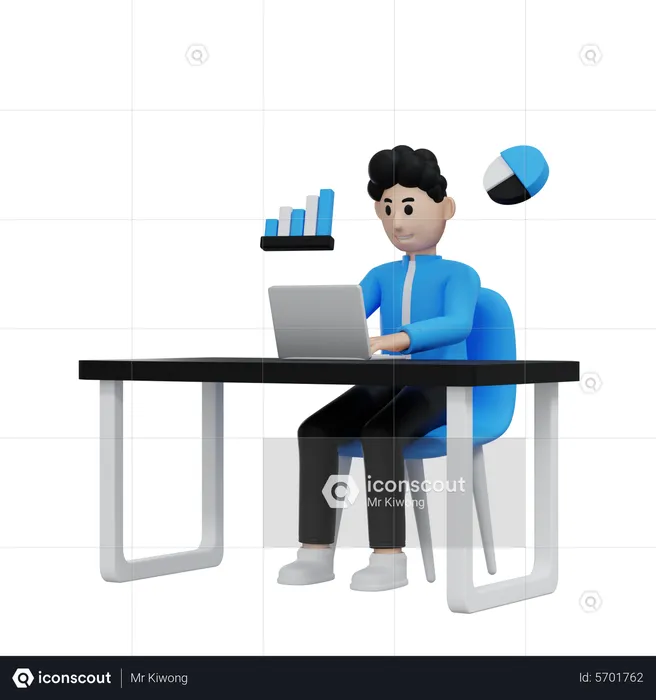 Businessman doing online business analytics  3D Illustration